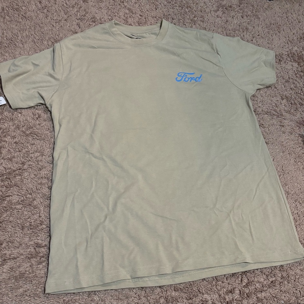 Ford Men's Light Green Tee with Blue Logo